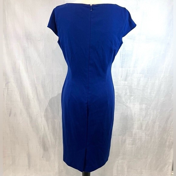 Tahari ASL royal blue pin tucked sheath dress size 8 - Picture 3 of 6